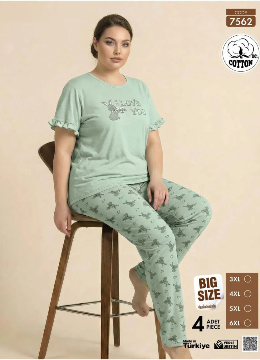 Pijamo 7562 Cotton Women's Pajama Set (3XL+4XL+5XL+6XL) — wholesale for boutiques