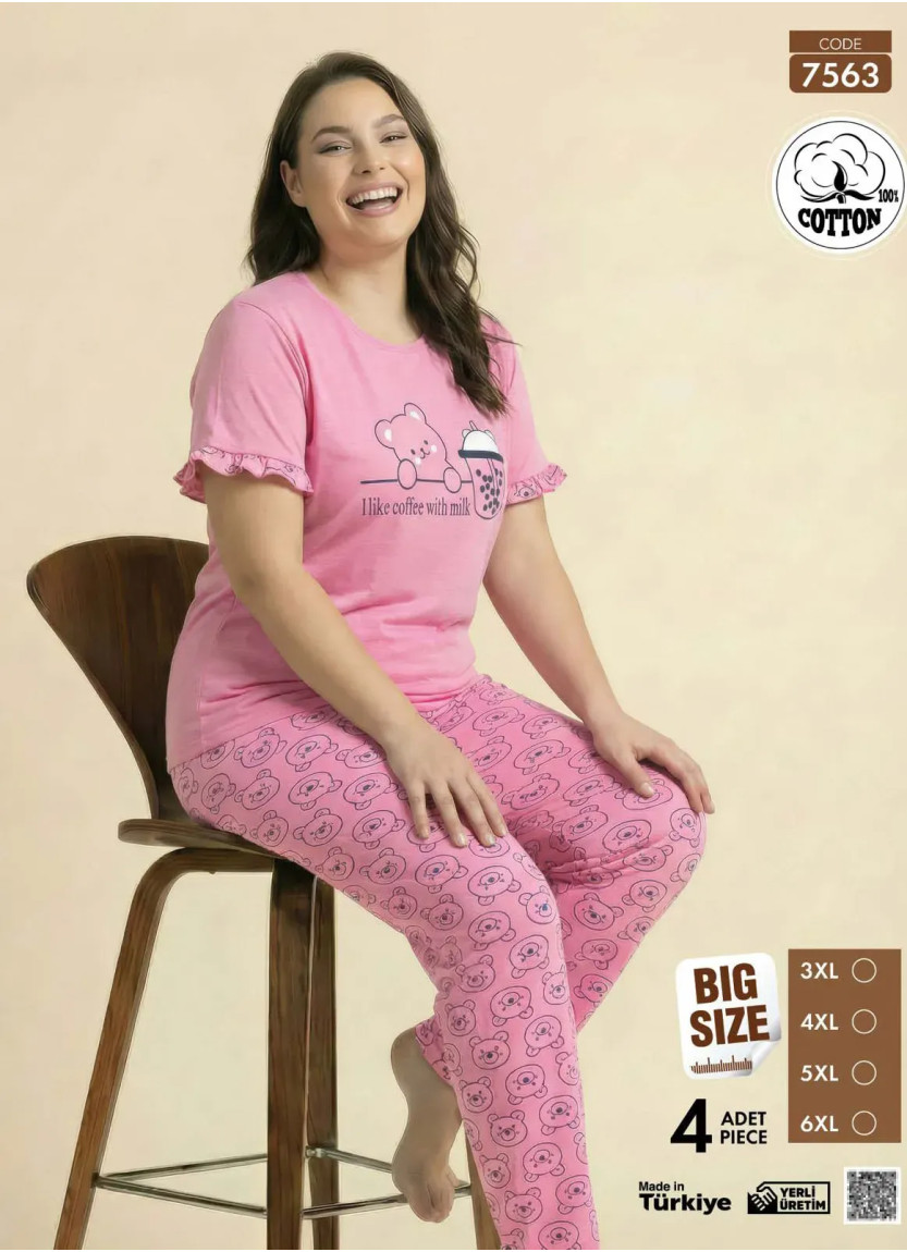 Pijamo 7563 Cotton Women's Pajama Set (3XL+4XL+5XL+6XL) — Turkey wholesale collection