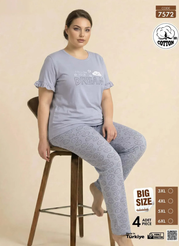 Pijamo 7572 Cotton Women's Pajama Set (3XL+4XL+5XL+6XL) — wholesale for boutiques
