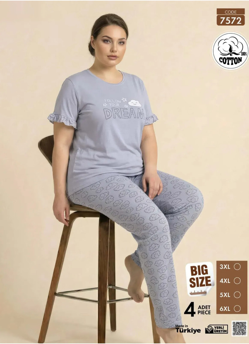 Pijamo 7572 Cotton Women's Pajama Set (3XL+4XL+5XL+6XL) — wholesale for boutiques