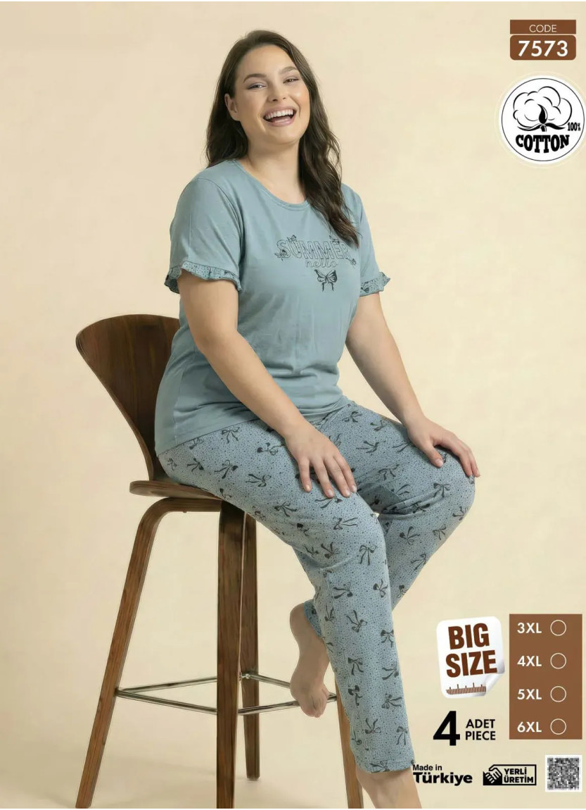 Pijamo 7573 Cotton Women's Pajama Set (3XL+4XL+5XL+6XL) — Turkey wholesale collection