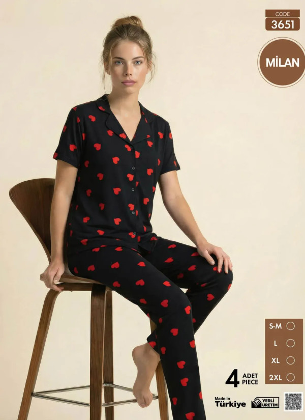 Pijamo 3651 Women's Pajama Set (M+L+XL+2XL) — Turkish factory wholesale