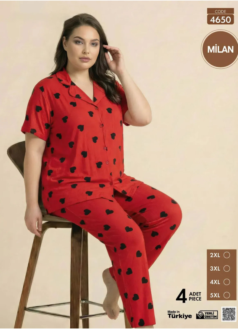Pijamo 4650 Women's Pajama Set (2XL+3XL+4XL+5XL) — Istanbul wholesale supplier