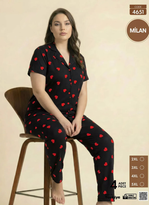 Pijamo 4651 Women's Pajama Set (2XL+3XL+4XL+5XL) — wholesale for boutiques