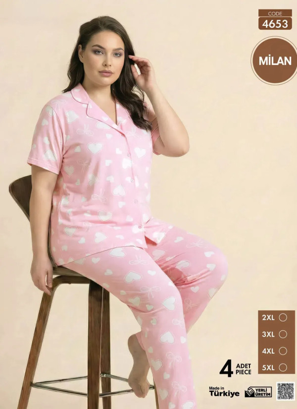 Pijamo 4653 Women's Pajama Set (2XL+3XL+4XL+5XL) — Turkey wholesale collection