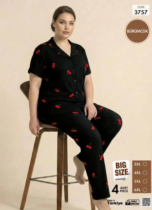 Pijamo 3757 Women's Pajama Set (3XL+4XL+5XL+6XL) — Turkish factory wholesale