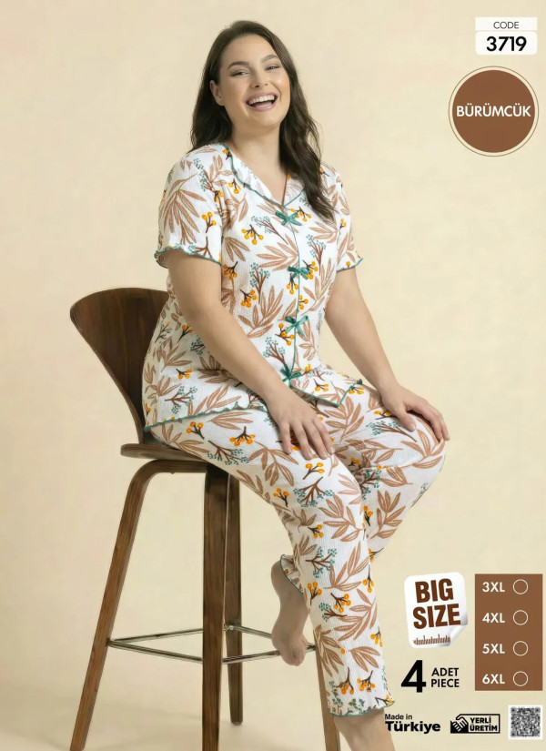 Pijamo 3719 Women's Pajama Set (3XL+4XL+5XL+6XL) — Turkish factory wholesale
