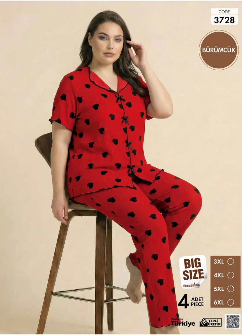 Pijamo 3728 Women's Pajama Set (3XL+4XL+5XL+6XL) — Turkish factory wholesale