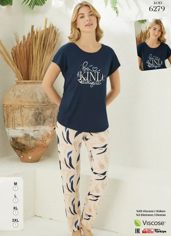 Pijamo 6279 Viscose Women's Pajama Set (M+L+XL+2XL) — Turkish factory wholesale