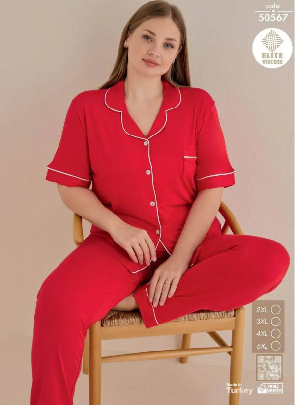 Cagri 50567 Viscose Women's Pajama Set (2XL+3XL+4XL+5XL) — Turkish factory wholesale