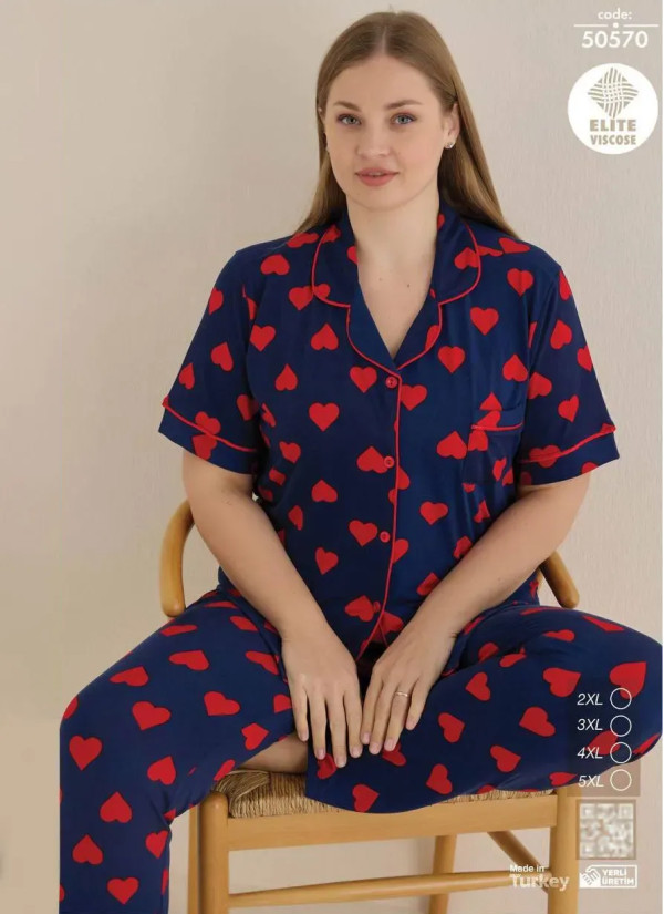 Cagri 50570 Viscose Women's Pajama Set (2XL+3XL+4XL+5XL) — Istanbul wholesale supplier