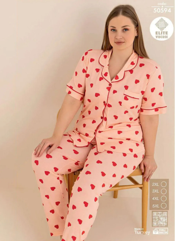 Cagri 50594 Viscose Women's Pajama Set (2XL+3XL+4XL+5XL) — Istanbul wholesale supplier