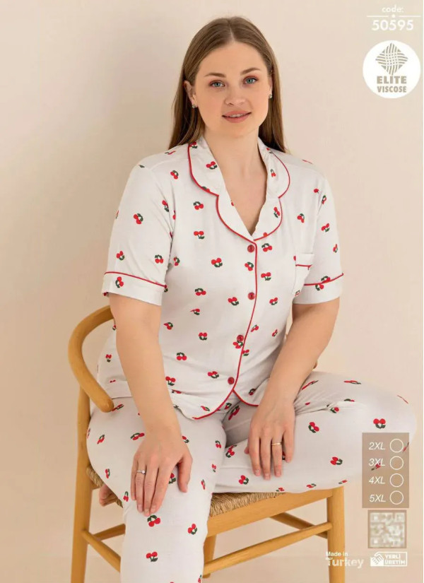 Cagri 50595 Viscose Women's Pajama Set (2XL+3XL+4XL+5XL) — wholesale for boutiques