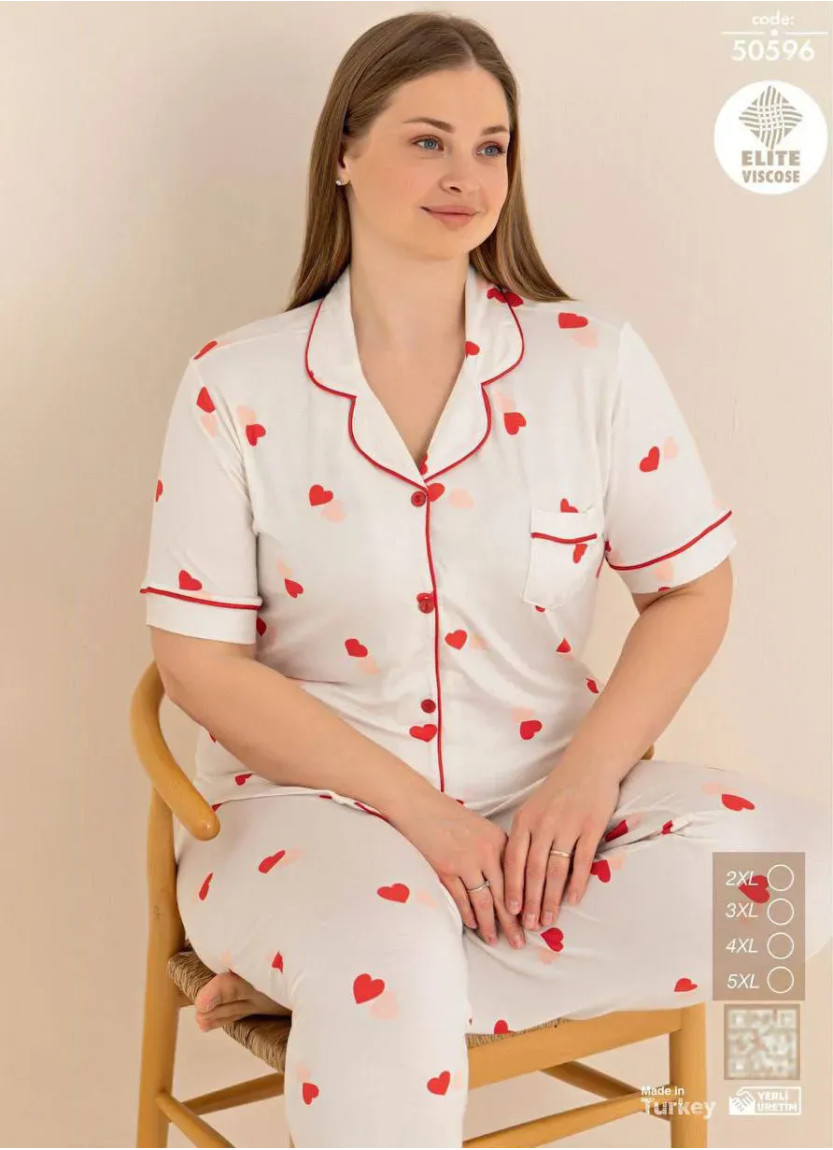 Пижама Женская на Пуговицах Вискоза (2XL+3XL+4XL+5XL) ELITE VISCOSE CAGRI 50596 — прямые поставки из Турции