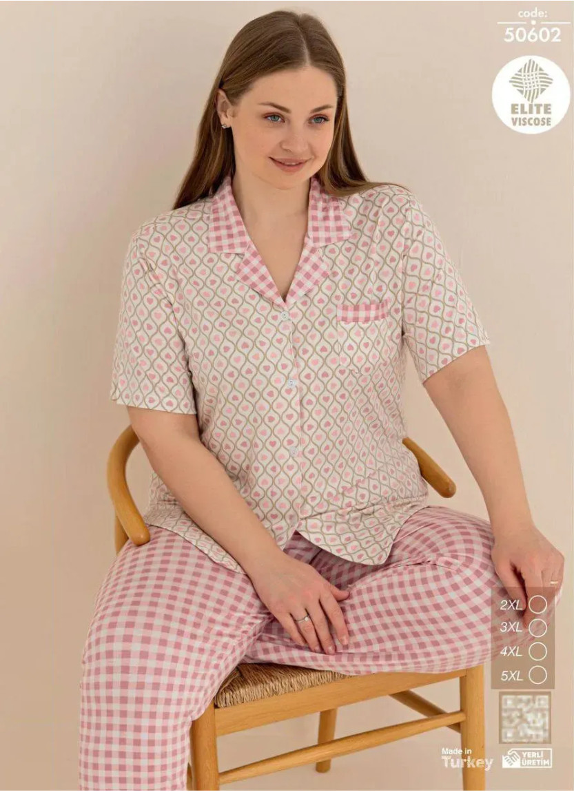 Cagri 50602 Viscose Women's Pajama Set (2XL+3XL+4XL+5XL) — Turkish factory wholesale
