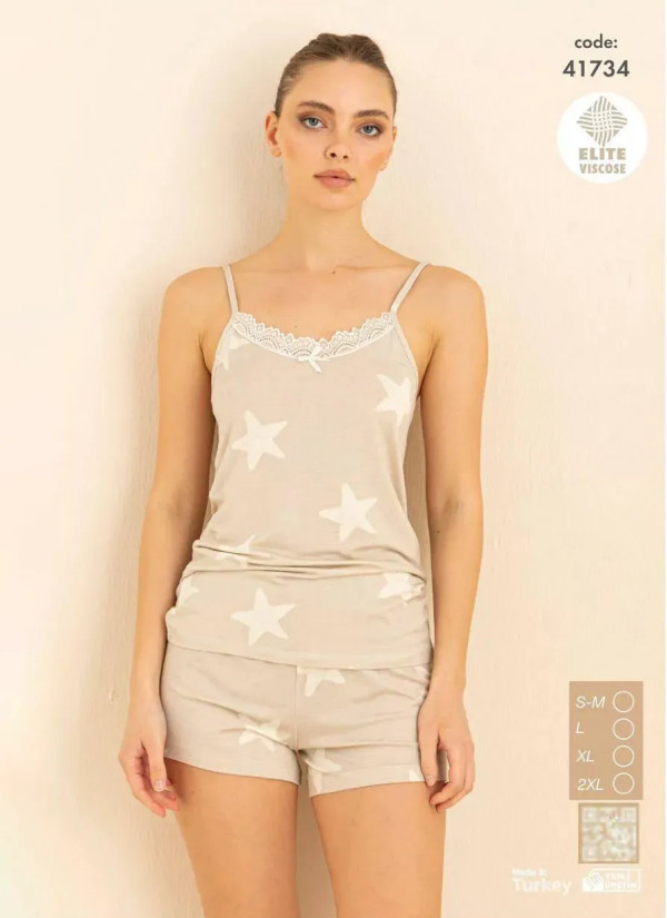 Cagri 41734 Viscose Shorts Homewear Set (S+M+L+XL) — wholesale for boutiques