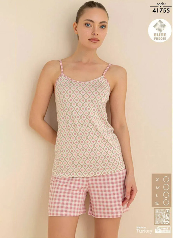 Cagri 41755 Viscose Shorts Homewear Set (S+M+L+XL) — Turkish factory wholesale