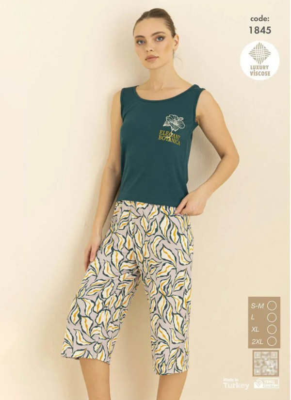 Seamlife 1845 Viscose Capri Homewear Set (SM+L+XL+2XL) — Turkey wholesale collection