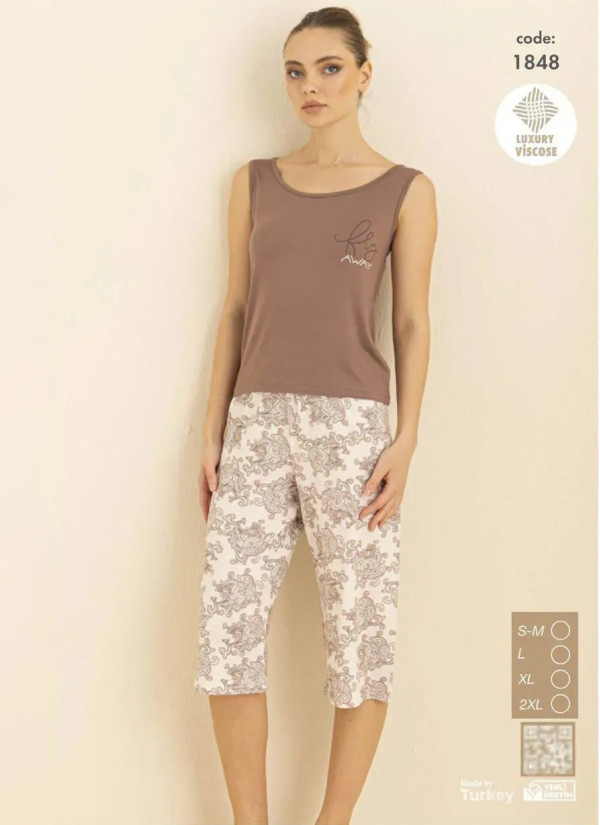 Seamlife 1848 Viscose Capri Homewear Set (SM+L+XL+2XL) — Turkish factory wholesale