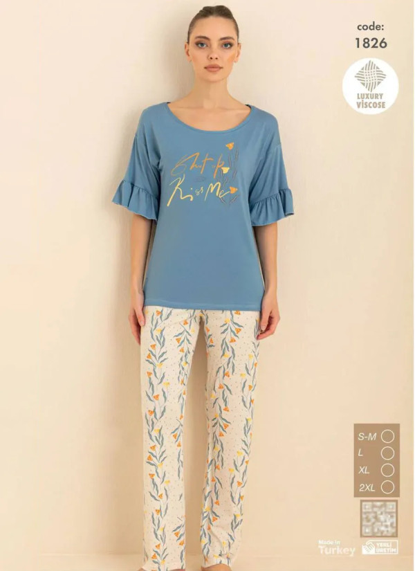 Seamlife 1826 Viscose Women's Pajama Set (SM+L+XL+2XL) — Turkish factory wholesale