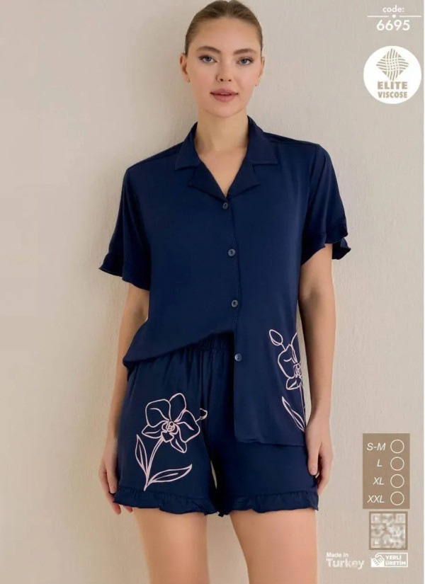 Seamlife 6695 Viscose Shorts Homewear Set (S/M+L+XL+XXL) — Turkey wholesale collection