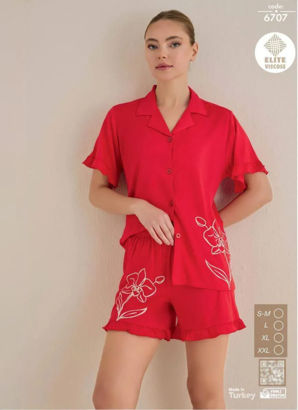 Seamlife 6707 Viscose Shorts Homewear Set (S/M+L+XL+XXL) — Turkish factory wholesale