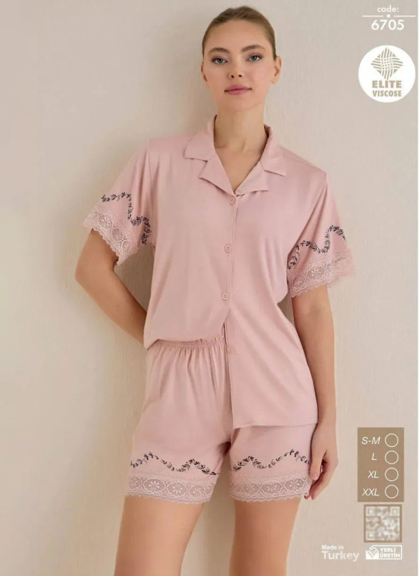 Seamlife 6705 Viscose Shorts Homewear Set (S/M+L+XL+XXL) — Turkey wholesale collection
