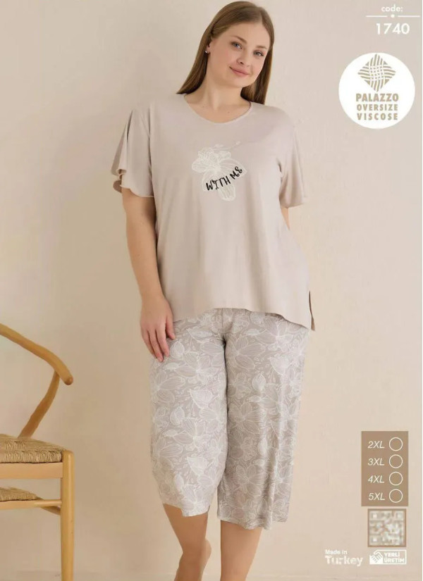 Seamlife 1740 Viscose Capri Homewear Set (SM+L+XL+XXL) — Turkish factory wholesale
