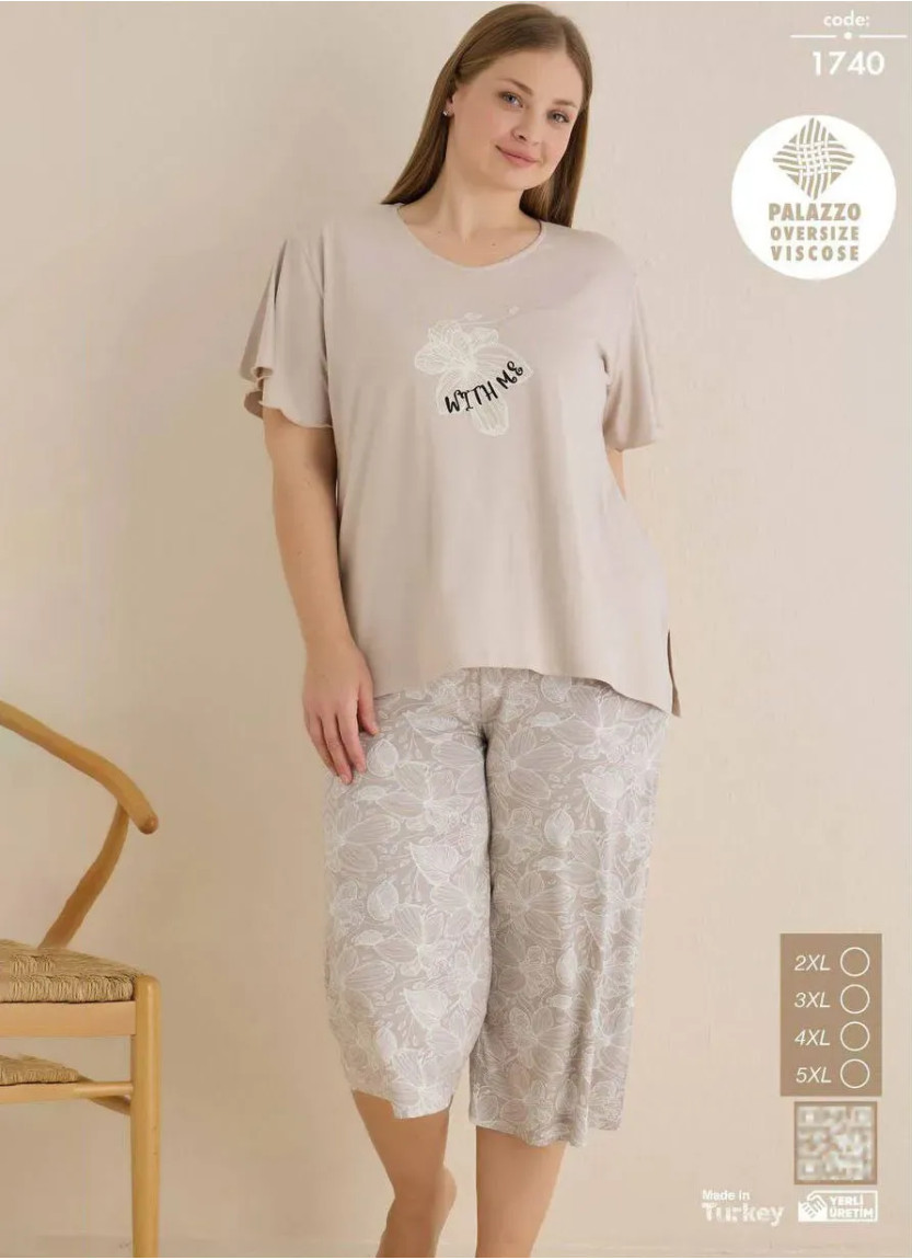 Seamlife 1740 Viscose Capri Homewear Set (SM+L+XL+XXL) — Turkish factory wholesale