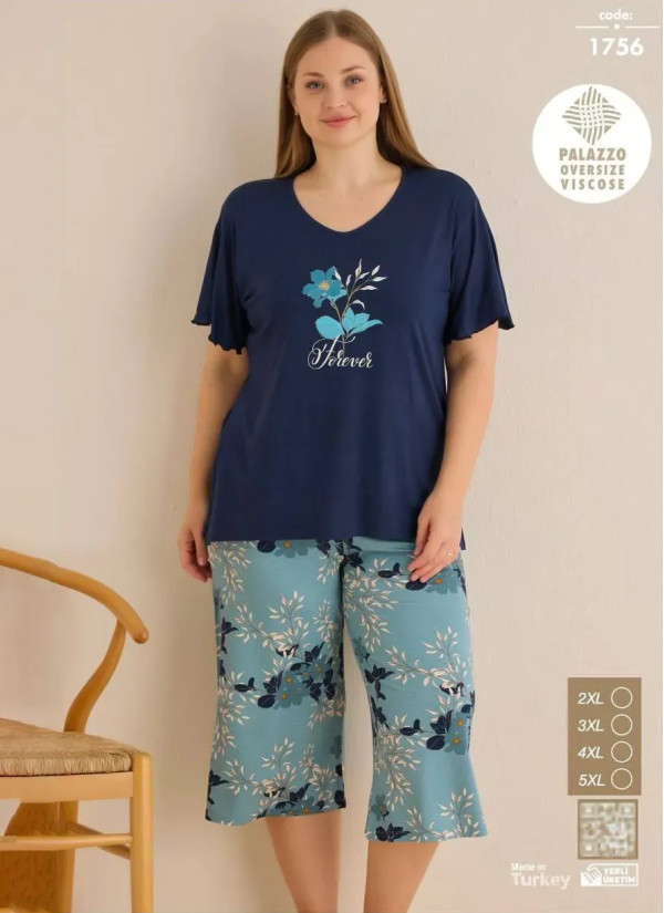 Seamlife 1756 Viscose Capri Homewear Set (SM+L+XL+XXL) — Istanbul wholesale supplier