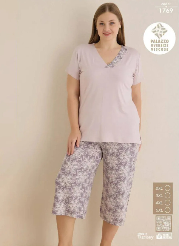Seamlife 1769 Viscose Capri Homewear Set (SM+L+XL+XXL) — Turkey wholesale collection