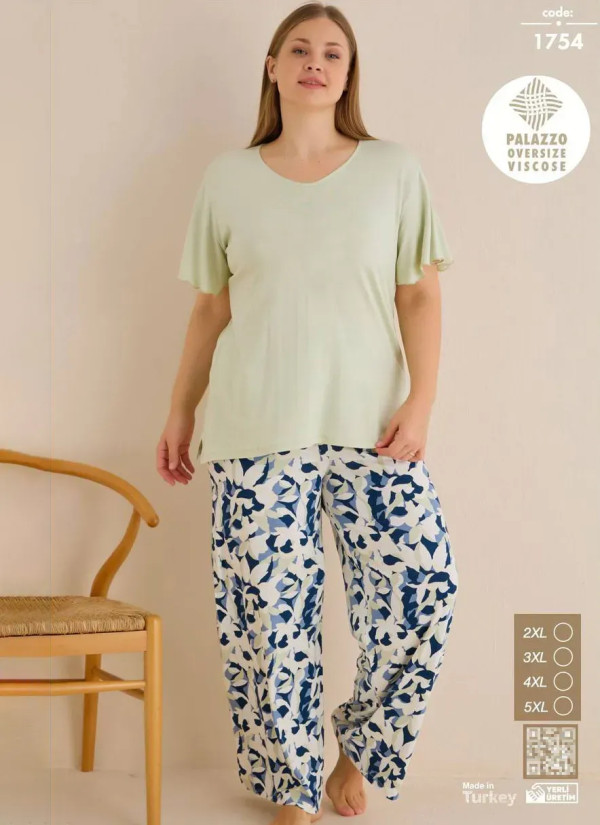 Seamlife 1754 Viscose Women's Pajama Set (2XL+3XL+4XL+5XL) — Istanbul wholesale supplier