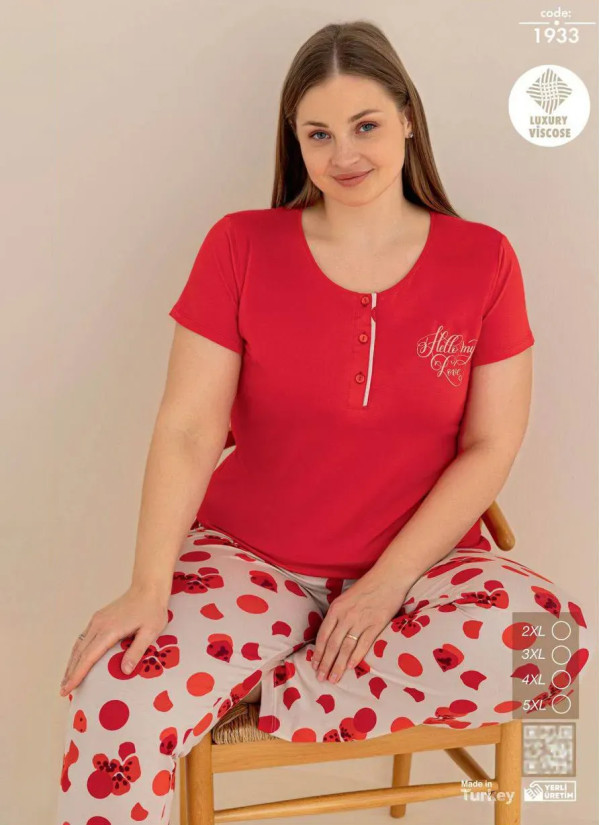 Seamlife 1933 Viscose Women's Pajama Set (2XL+3XL+4XL+5XL) — Turkey wholesale collection