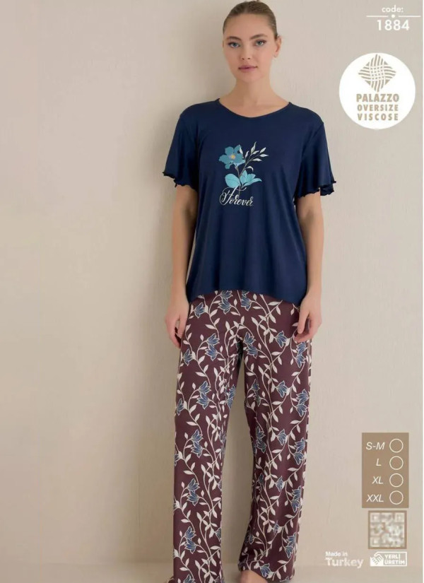 Seamlife 1884 Viscose Women's Pajama Set (SM+L+XL+2XL) — Turkish factory wholesale
