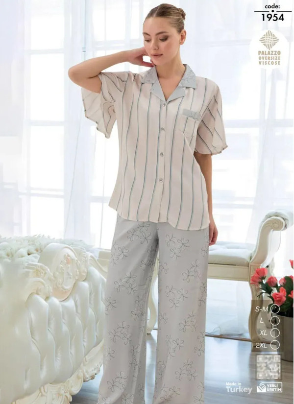 Seamlife 1954 Viscose Women's Pajama Set (SM+L+XL+2XL) — Turkey wholesale collection