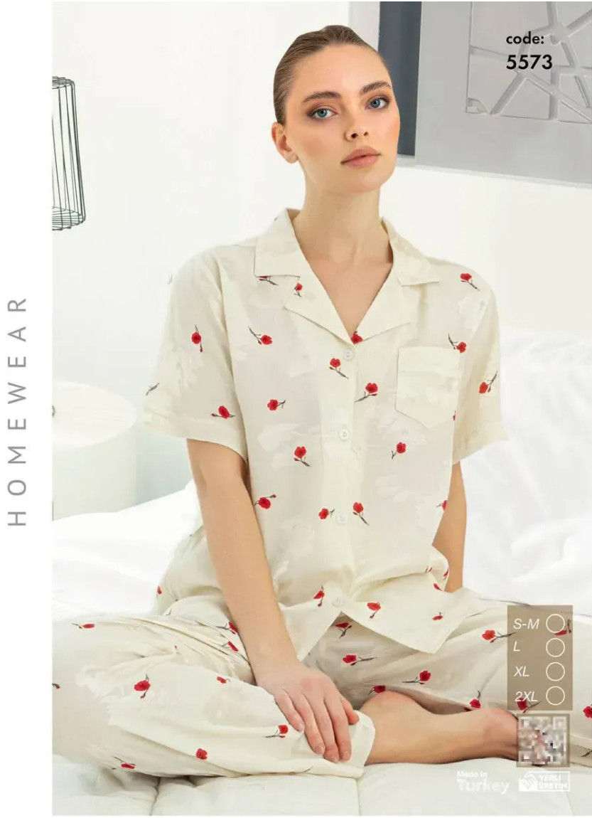 Женская Пижама на Пуговицах (SM+L+XL+2XL) Seamlife 5573 — фабричная коллекция оптом