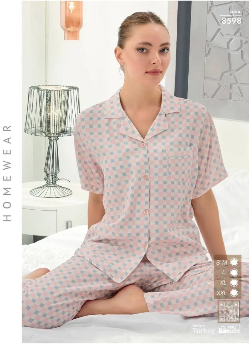 Женская Пижама на Пуговицах (SM+L+XL+2XL) Seamlife 8598 — оптом от турецкой фабрики