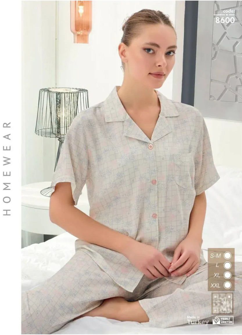 Женская Пижама на Пуговицах (SM+L+XL+2XL) Seamlife 8600 — купить оптом со Стамбула