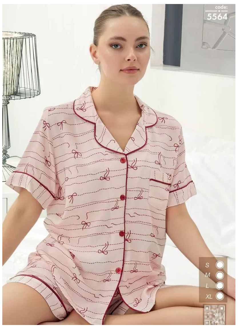 Женская Комплект Рубашка и Шорты на Пуговицах Хлопок (S+M+L+XL) Seamlife 5564 — оптом от турецкой фабрики