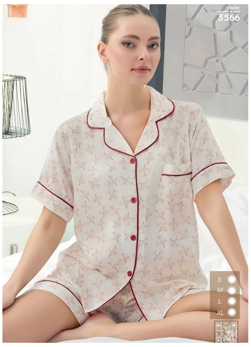 Женская Комплект Рубашка и Шорты на Пуговицах Хлопок (S+M+L+XL) Seamlife 5566 — купить оптом со Стамбула