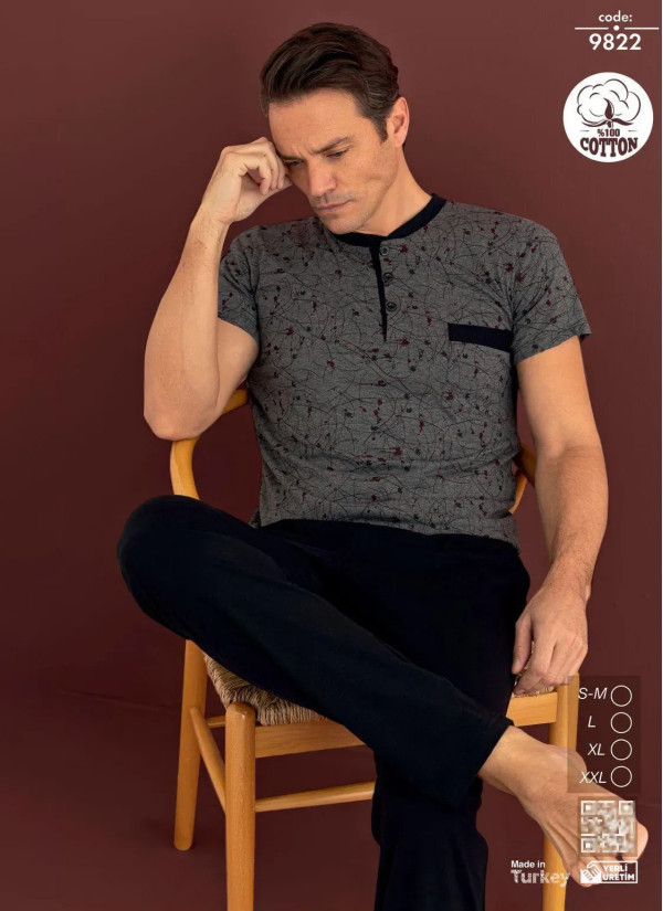 Seamlife 9822 Cotton Men's Pajama Set (SM+L+XL+2XL) — Istanbul wholesale supplier 2