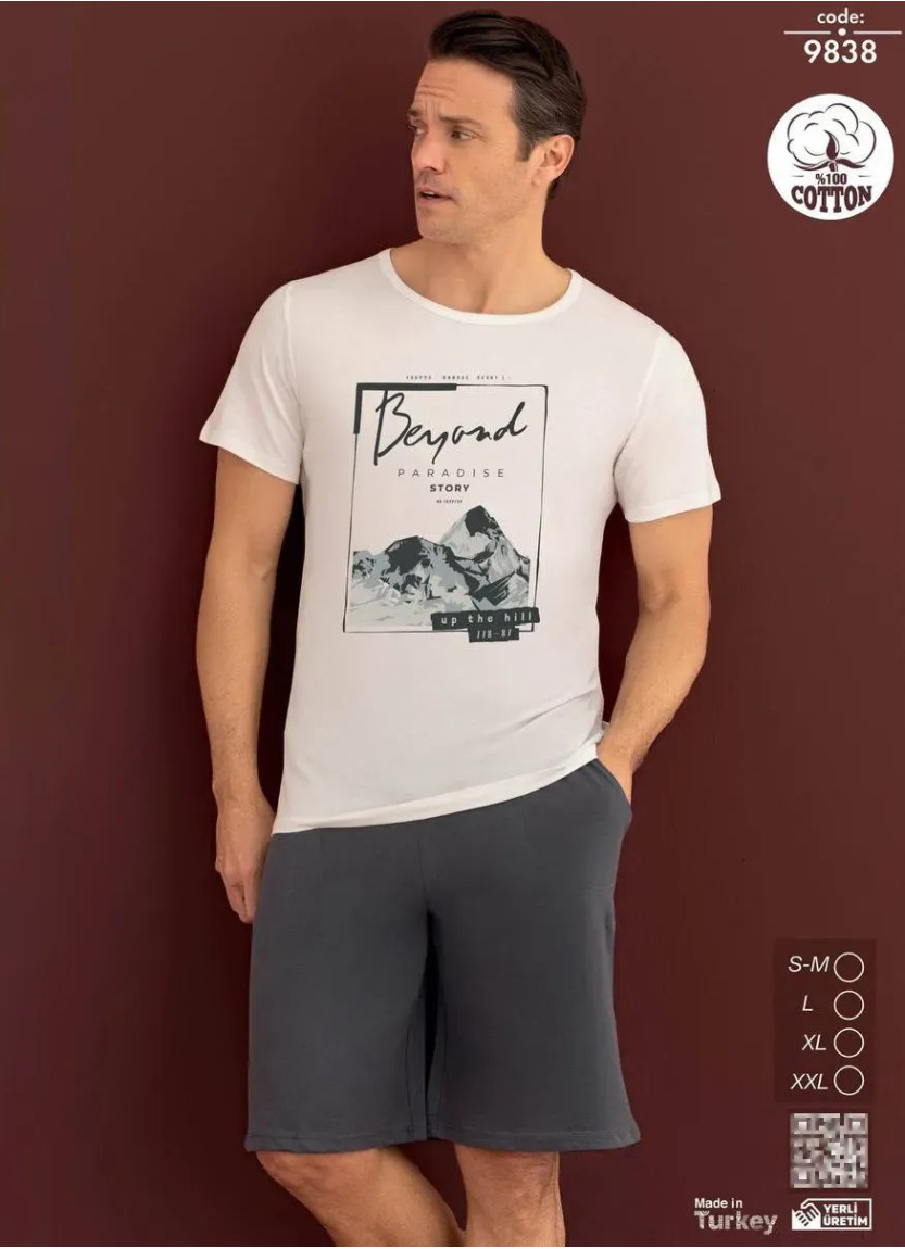Мужской Комплект с Шортами из Хлопка (SM+L+XL+2XL) Seamlife 9838 — турецкий текстиль оптом