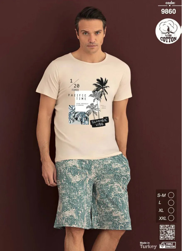 Мужской Комплект с Шортами из Хлопка (SM+L+XL+2XL) Seamlife 9860 — оптом для магазинов и бутиков