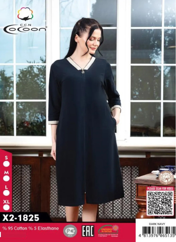CCNX2-1825_DRN Cotton Women's Robe (S+M+L+XL) — wholesale for boutiques