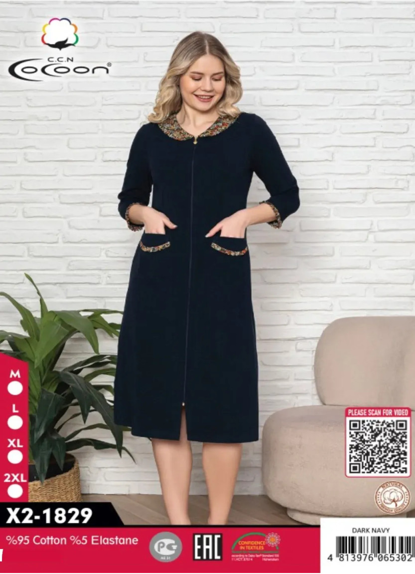 CCNX2-1829_DRN Cotton Women's Robe (M+L+XL+2XL) — Istanbul wholesale supplier