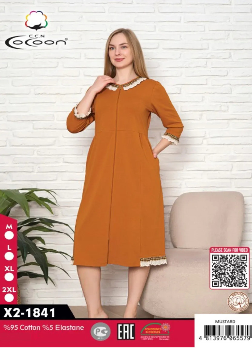 CCNX2-1841_MTR Cotton Women's Robe (M+L+XL+2XL) — Istanbul wholesale supplier