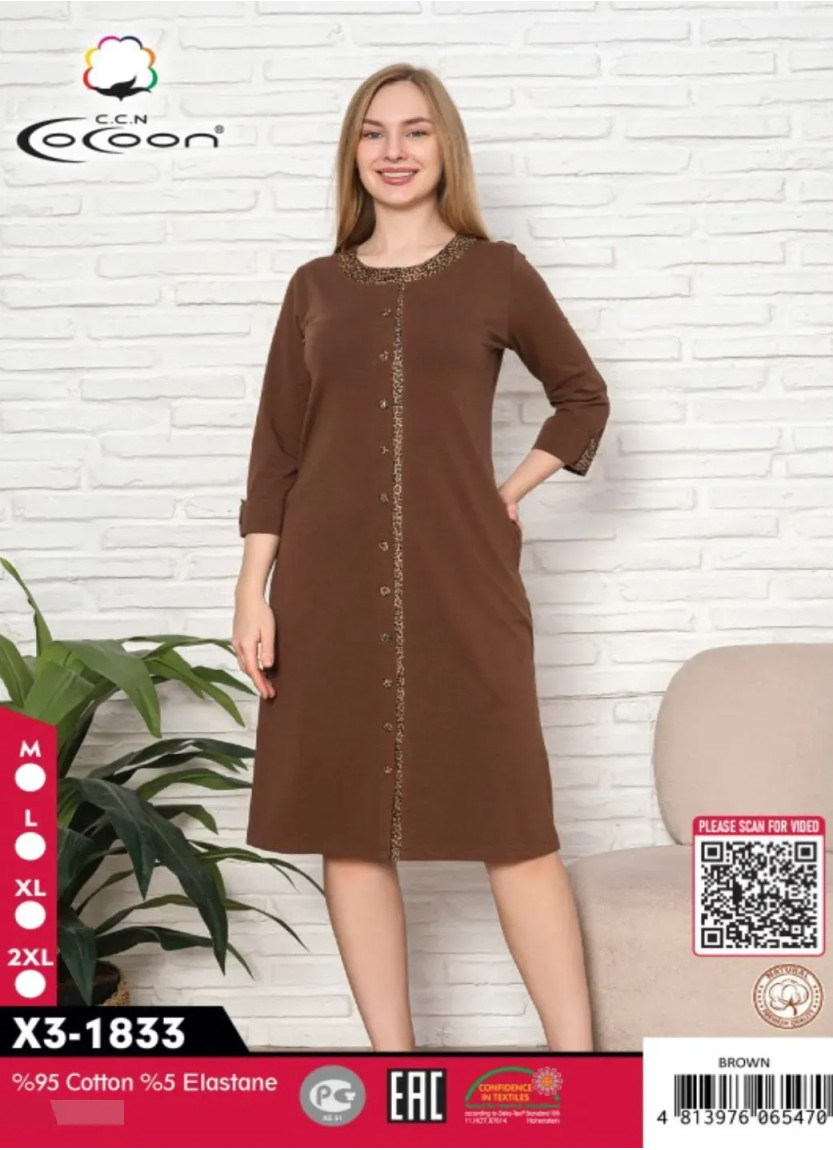 CCNX3-1833_BRW Cotton Women's Robe (M+L+XL+2XL) — Turkey wholesale collection