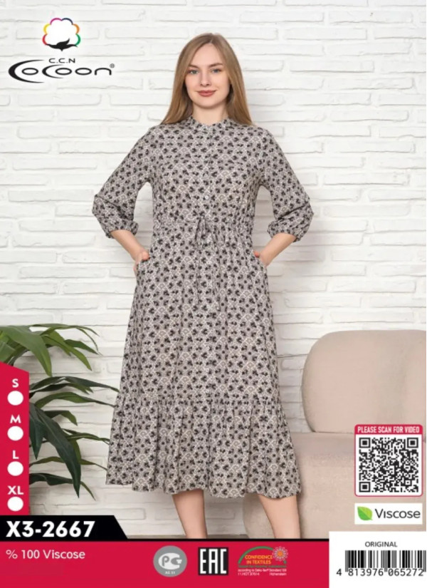 CCNX3-2667_ORI Viscose Dress (S+M+L+XL) — Turkey wholesale collection