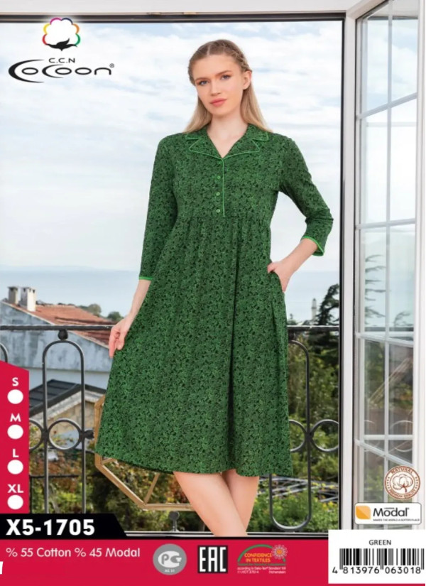 CCNX5-1705_GRN Modal Dress (S+M+L+XL) — wholesale for boutiques