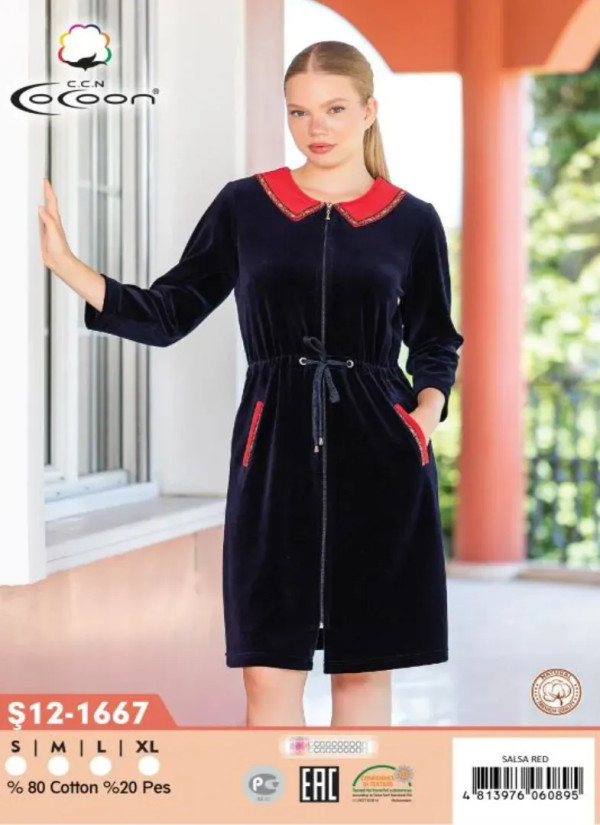 CCNŞ12-1667_SLR Velour Women's Robe (S+M+L+XL) — wholesale for boutiques